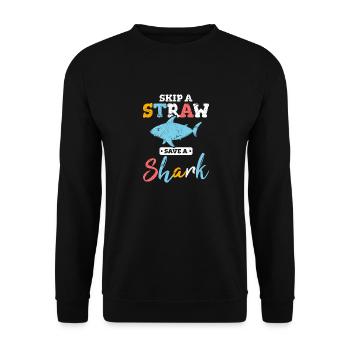 Sauter une paille Sauver un requin Océan Faune Drôle Sha - Sweat-shirt Unisexe - noir - Devant - Alina (178cm) & Michal (187cm)