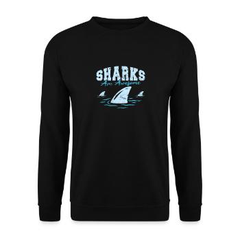 Sharks Are Awesome Funny Shark Lover Ocean Funny S - Unisex Sweatshirt - black - Front - Alina (178cm) & Michal (187cm)