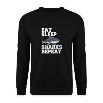 Eat Sleep Sharks Repeat Funny Shark Lover Funny Sh - Unisex Sweatshirt - black - Front - Alina (178cm) & Michal (187cm)