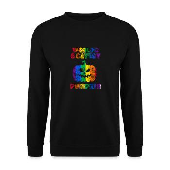 Der schwulste Kürbis Halloween Pride der Welt - Unisex Pullover - Schwarz - Vorne - Alina (178cm) & Michal (187cm)