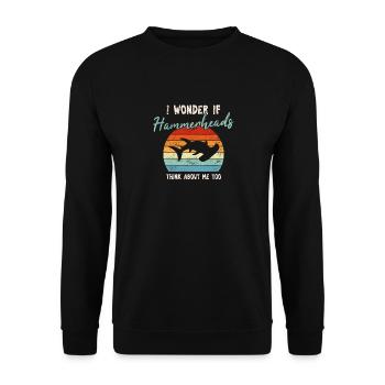 I Wonder If Hammerheads Think About Me Too Hammerh - Unisex Pullover - Schwarz - Vorne - Alina (178cm) & Michal (187cm)