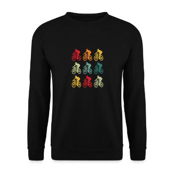 Mountainbike Vintage Retro MTB Downhill Biking - Unisex Pullover - Schwarz - Vorne - Alina (178cm) & Michal (187cm)