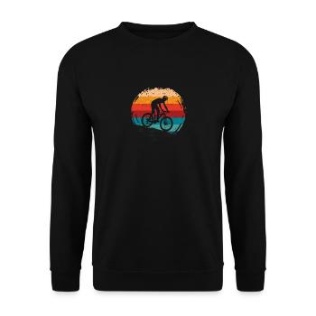 Mountainbike Vintage Retro MTB Downhill Biking Rad - Unisex Pullover - Schwarz - Vorne - Alina (178cm) & Michal (187cm)