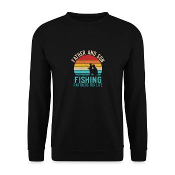 Père et fils Partenaires de pêche pour la vie Pêcheur à la ligne - Sweat-shirt Unisexe - noir - Devant - Alina (178cm) & Michal (187cm)