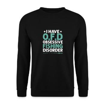 J’ai O.F.D Trouble obsessionnel de la pêche Pêcheur - Sweat-shirt Unisexe - noir - Devant - Alina (178cm) & Michal (187cm)