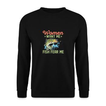 Women Want Me Fish Fear Me Fisherman Angler - Unisex Sweatshirt - black - Front - Alina (178cm) & Michal (187cm)