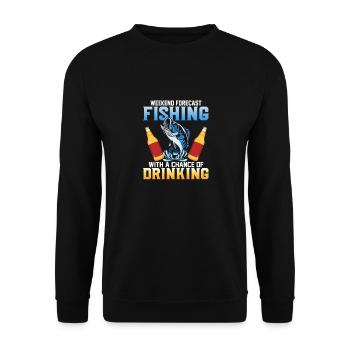Prévisions du week-end Pêche avec une chance de boire - Sweat-shirt Unisexe - noir - Devant - Alina (178cm) & Michal (187cm)
