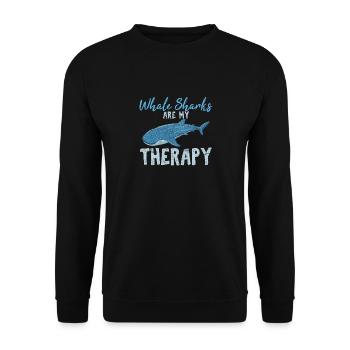 Whale Sharks Are My Therapy Cute Whale Shark Lover - Unisex Pullover - Schwarz - Vorne - Alina (178cm) & Michal (187cm)