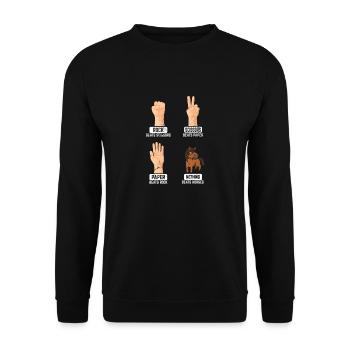 Ciseaux en papier de roche Rien ne vaut les chevaux Cheval Rid - Sweat-shirt Unisexe - noir - Devant - Alina (178cm) & Michal (187cm)