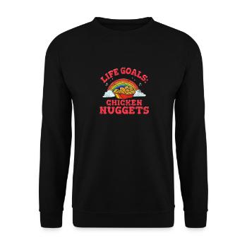 Life Goals: Chicken Nuggets Funny Nugget Lover Nug - Unisex Sweatshirt - black - Front - Alina (178cm) & Michal (187cm)