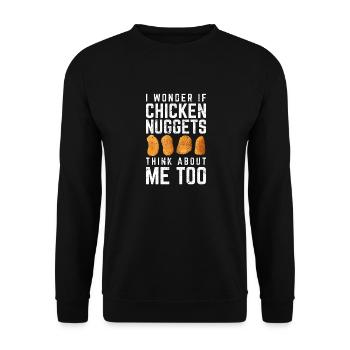 I Wonder If Chicken Nuggets Think About Me Too Nug - Unisex Sweatshirt - black - Front - Alina (178cm) & Michal (187cm)