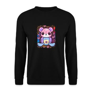 Kawaii Goth Teddy Bear - Unisex Sweatshirt - black - Front - Alina (178cm) & Michal (187cm)