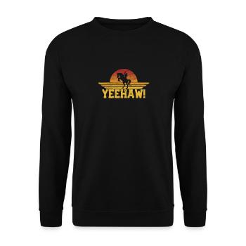 Yeehaw Cowboy Western Land Vintage Rodeo Reiten - Unisex Pullover - Schwarz - Vorne - Alina (178cm) & Michal (187cm)
