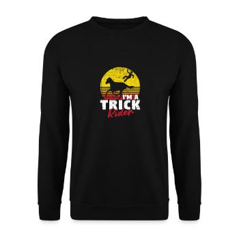 Reiten Lustige Reiter Ich bin ein Trick-Reiter - Unisex Pullover - Schwarz - Vorne - Alina (178cm) & Michal (187cm)