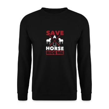 Witzig Cowboy Landmusik Reiten Humor Rette - Unisex Pullover - Schwarz - Vorne - Alina (178cm) & Michal (187cm)