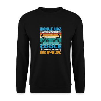 Witziger BMX Bike Fahrer Spruch für Jungs für Dirt - Unisex Pullover - Schwarz - Vorne - Alina (178cm) & Michal (187cm)