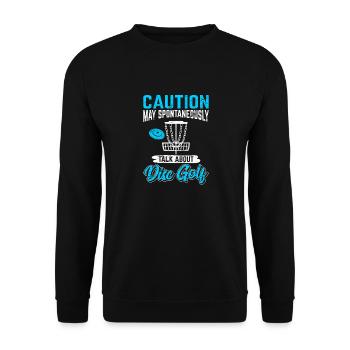 Caution May Spontaneously Talk About Disc Golf Fun - Unisex Pullover - Schwarz - Vorne - Alina (178cm) & Michal (187cm)