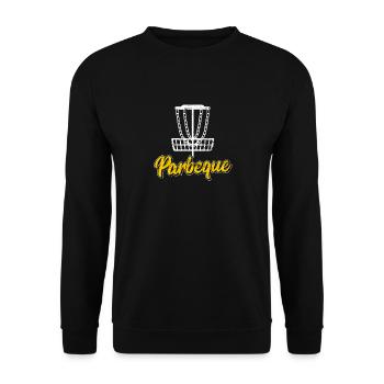 Parbeque Disc Golf Player Funny Frisbee Golf Disc - Unisex Pullover - Schwarz - Vorne - Alina (178cm) & Michal (187cm)