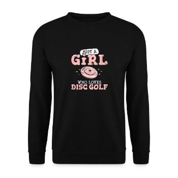 Just A Girl Who Loves Disc Golf Funny Frisbee Golf - Unisex Pullover - Schwarz - Vorne - Alina (178cm) & Michal (187cm)