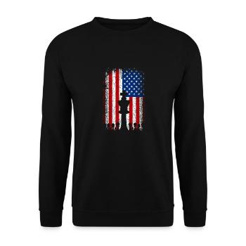 États-Unis drapeau américain Échecs - Sweat-shirt Unisexe - noir - Devant - Alina (178cm) & Michal (187cm)