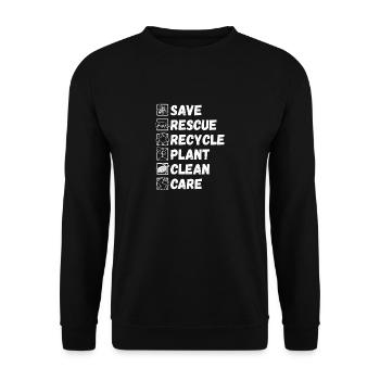 Sauvons les abeilles Sauvez les animaux Recyclez le plastique Jour de la Terre - Sweat-shirt Unisexe - noir - Devant - Alina (178cm) & Michal (187cm)