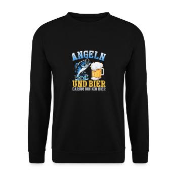 Pêche et bière, c’est pourquoi je suis pêcheur à la ligne ici - Sweat-shirt Unisexe - noir - Devant - Alina (178cm) & Michal (187cm)