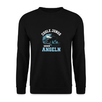Les gars cool vont à la pêche Pêcheur Pêcheur Pêcheur - Sweat-shirt Unisexe - noir - Devant - Alina (178cm) & Michal (187cm)
