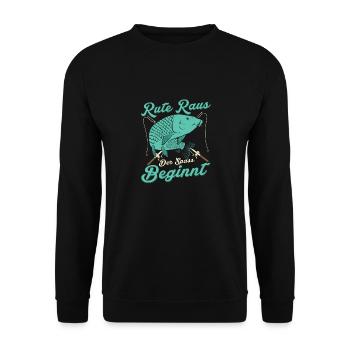 Rod out the fun begins Angler Fischer - Unisex Sweatshirt - black - Front - Alina (178cm) & Michal (187cm)