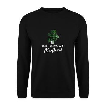 Easily Distracted By Monsteras Monstera Mom Plant - Unisex Pullover - Schwarz - Vorne - Alina (178cm) & Michal (187cm)