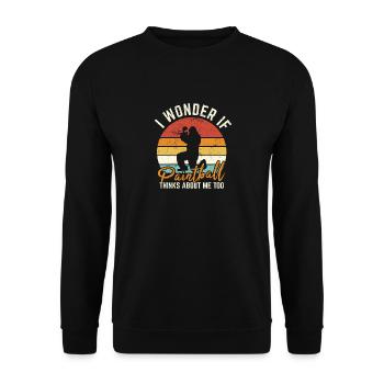 I Wonder If Paintball Thinks About Me Too Funny Pa - Unisex Sweatshirt - black - Front - Alina (178cm) & Michal (187cm)