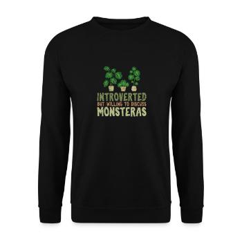 Introverted But Willing To Discuss Monsteras Monst - Unisex Pullover - Schwarz - Vorne - Alina (178cm) & Michal (187cm)