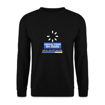 Grand Père en 2023 Pour Futur Papy Naissance Bébé - Unisex Sweatshirt - black - Front - Alina (178cm) & Michal (187cm)