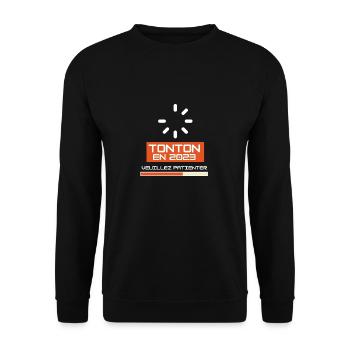 Tonton en 2023 Annoncer grossesse pour futur oncle - Unisex Sweatshirt - black - Front - Alina (178cm) & Michal (187cm)