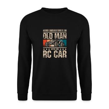 Vieil homme avec sa voiture rc - Sweat-shirt Unisexe - noir - Devant - Alina (178cm) & Michal (187cm)