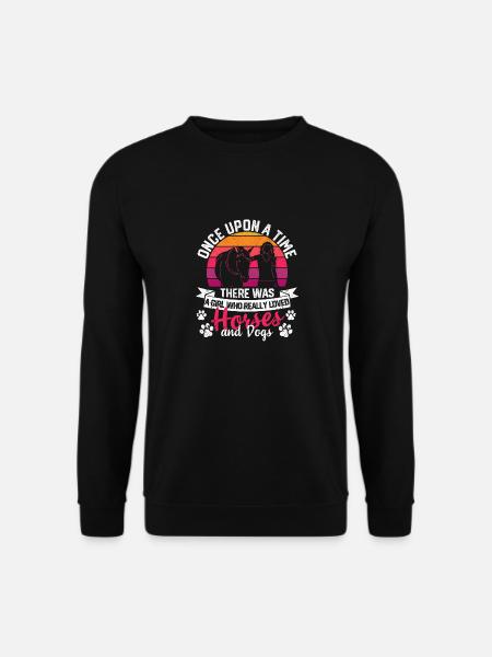 Es war einmal ein Mädchen, das Pferde und Hunde - Unisex Pullover - Schwarz
