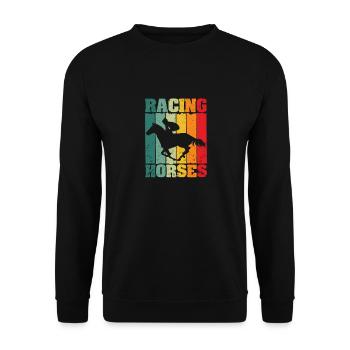 Rennpferde Grand Horse National Wild Running - Unisex Pullover - Schwarz - Vorne - Alina (178cm) & Michal (187cm)