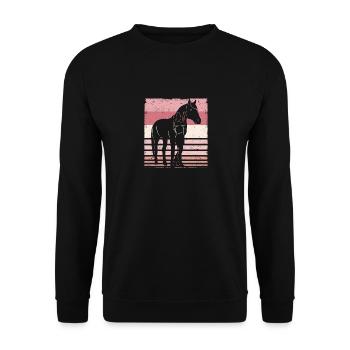 Pferdeliebhaberin Reiterin Silhouette Vintage - Unisex Pullover - Schwarz - Vorne - Alina (178cm) & Michal (187cm)