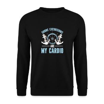 Shore Excursions Are My Cardio Kreuzfahrt - Unisex Pullover - Schwarz - Vorne - Alina (178cm) & Michal (187cm)