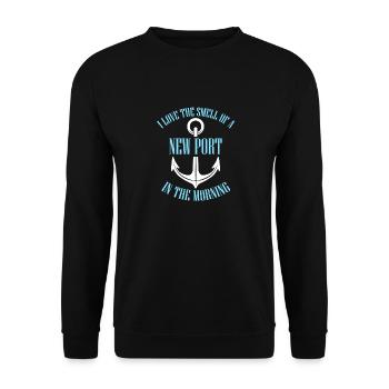 I Love The Smell Of A New Port In The Morning - Unisex Pullover - Schwarz - Vorne - Alina (178cm) & Michal (187cm)