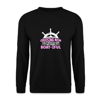 Kreuzfahrt Mom like A Normal Mom But Boat-iful - Unisex Pullover - Schwarz - Vorne - Alina (178cm) & Michal (187cm)