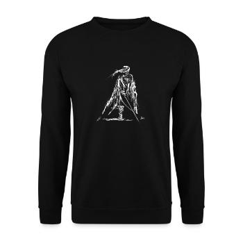 Musketeer with sword and cloack - Unisex Pullover - Schwarz - Vorne - Alina (178cm) & Michal (187cm)