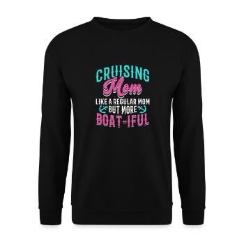 Kreuzfahrt Mom like A Normal Mom But Boat-iful - Unisex Pullover - Schwarz - Vorne - Alina (178cm) & Michal (187cm)