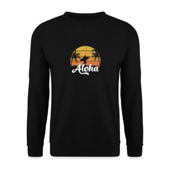 Aloha Hawaiian Island Palm Beach Planche de surf Vintage - Sweat-shirt Unisexe - noir - Devant - Alina (178cm) & Michal (187cm)