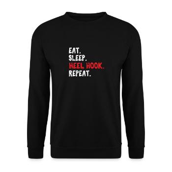 Eat Sleep Heel Hook Repeat Brazilian Jiu Jitsu BJJ - Unisex Sweatshirt - black - Front - Alina (178cm) & Michal (187cm)