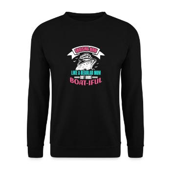 Kreuzfahrt Mom like A Normal Mom But Boat-iful - Unisex Pullover - Schwarz - Vorne - Alina (178cm) & Michal (187cm)