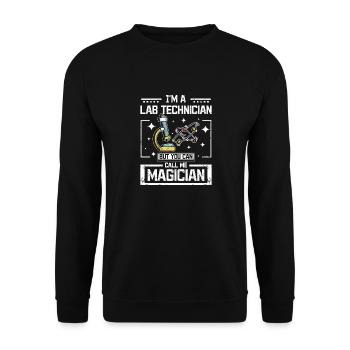 Je suis technicien de laboratoire mais vous pouvez m’appeler magicien - Sweat-shirt Unisexe - noir - Devant - Alina (178cm) & Michal (187cm)