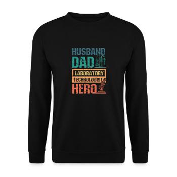Mari papa technologue de laboratoire héros - Sweat-shirt Unisexe - noir - Devant - Alina (178cm) & Michal (187cm)