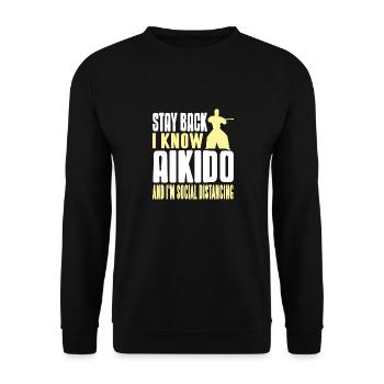 Restez en arrière Je connais l’Aïkido et je suis la distanciation sociale - Sweat-shirt Unisexe - noir - Devant - Alina (178cm) & Michal (187cm)