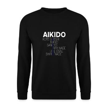 Aikido Awesome Japanese Abbrv. Meaning T-Shirt - Unisex Sweatshirt - black - Front - Alina (178cm) & Michal (187cm)