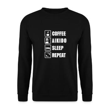 Coffee. Aikido. Sleep. Repeat. Cool Aikido Tea - Unisex Sweatshirt - black - Front - Alina (178cm) & Michal (187cm)